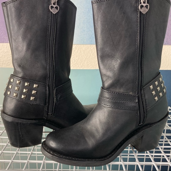 HARLEY-DAVIDSON MENS SCOUT LEATHER BOOTS - BLACK - Picture 8 of 9